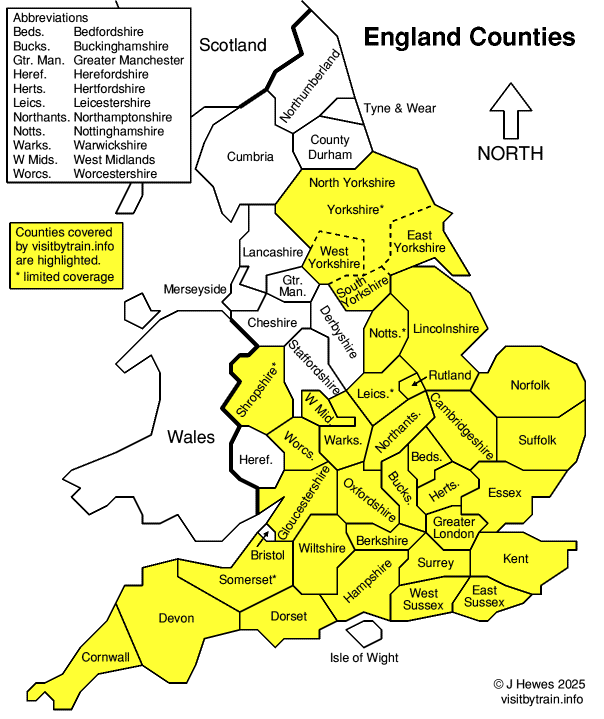 England counties map