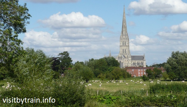 View of Salisbury Cathedral across the watermeadows