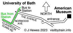 Bath University and American Museum map
