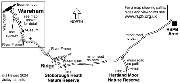 Wareham to Arne map