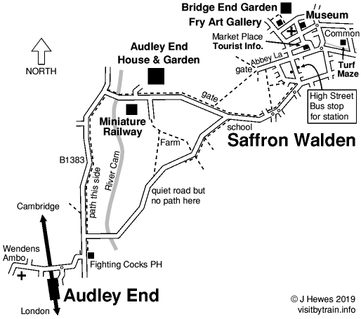 Audley End and Saffron Walden map