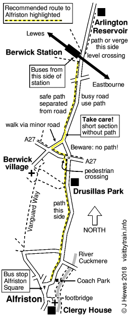 Berwick and Alfriston map