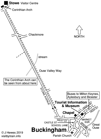 Buckingham and Stowe map