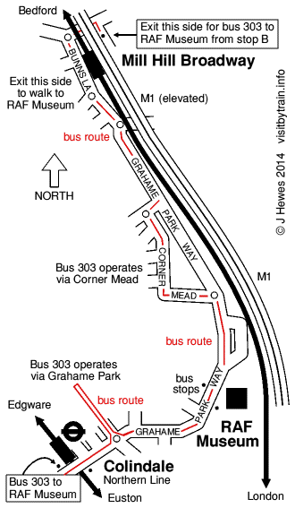 Colindale and Mill Hill Broadway map