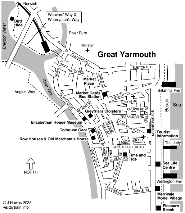 Great Yarmouth attractions map