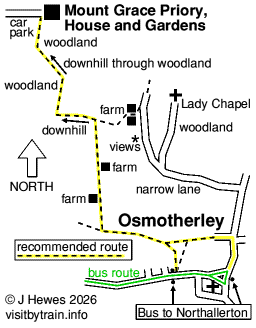 Osmotherley to Mount Grace Priory map