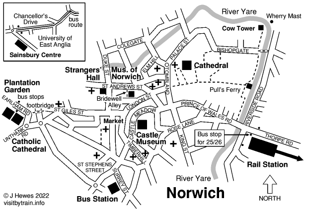 Norwich attractions map