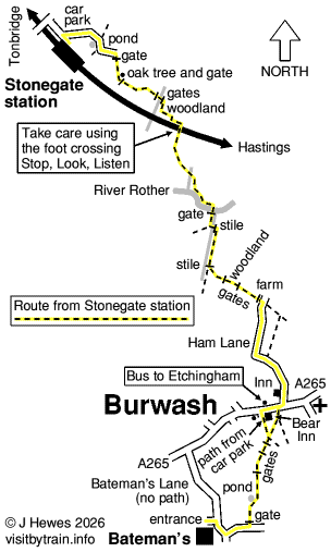 Stonegate and Burwash map