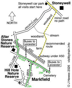 Markfield and Stoneywell map