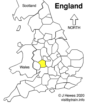 Map showing location of Worcestershire